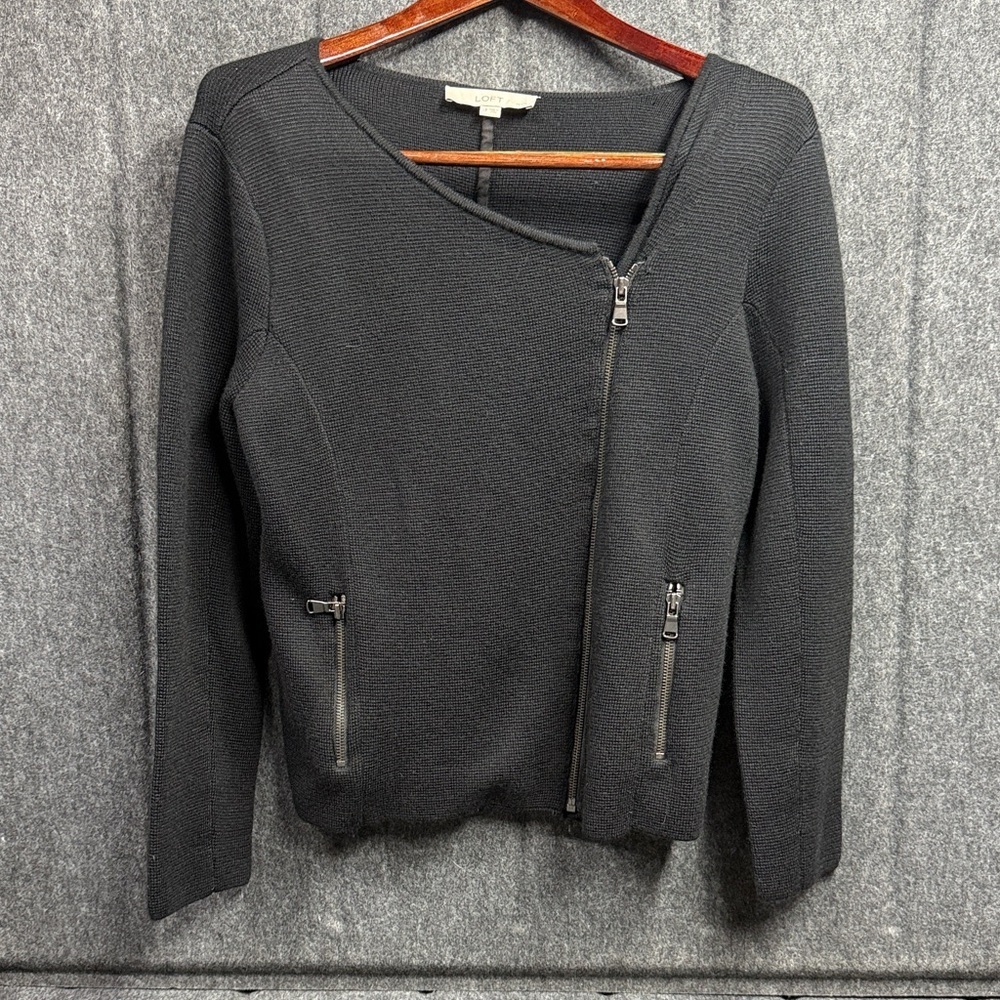 LOFT Black Textured Knit Top